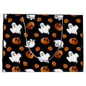 かわいいおもしろいハロウィーン幽霊カボチャパターン ラージペーパーバッグ (裏面)