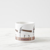 かわいいおもしろいハンマーと爪、 ネイル漫画イラストレーション エスプレッソカップ (正面)