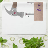 かわいいおもしろいハンマーと爪、 ネイル漫画イラストレーション キッチンタオル (折り畳み)