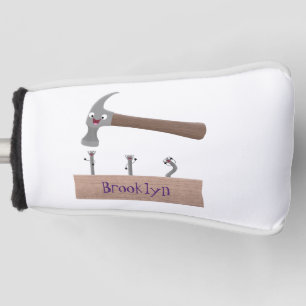 かわいいおもしろいハンマーと爪、 ネイル漫画イラストレーション ゴルフヘッドカバー