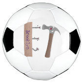 かわいいおもしろいハンマーと爪、 ネイル漫画イラストレーション サッカーボール (回転)