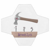 かわいいおもしろいハンマーと爪、 ネイル漫画イラストレーション サッカーボール (フラット)