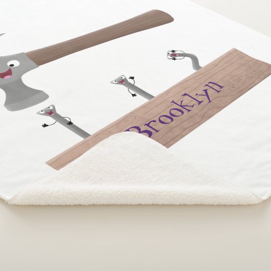 かわいいおもしろいハンマーと爪、 ネイル漫画イラストレーション シェルパブランケット (3/4)