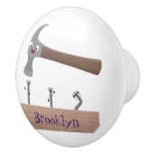 かわいいおもしろいハンマーと爪、 ネイル漫画イラストレーション セラミックノブ (右)