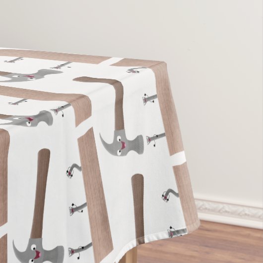 かわいいおもしろいハンマーと爪、 ネイル漫画イラストレーション テーブルクロス (インサイチュ)