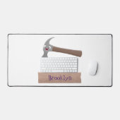 かわいいおもしろいハンマーと爪、 ネイル漫画イラストレーション デスクマット (キーボード&マウス)