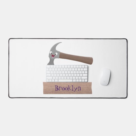 かわいいおもしろいハンマーと爪、 ネイル漫画イラストレーション デスクマット (キーボード&マウス)