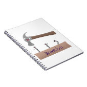 かわいいおもしろいハンマーと爪、 ネイル漫画イラストレーション ノートブック (右側)