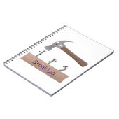 かわいいおもしろいハンマーと爪、 ネイル漫画イラストレーション ノートブック (左側)