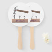 かわいいおもしろいハンマーと爪、 ネイル漫画イラストレーション ハンドファン (正面&裏面)