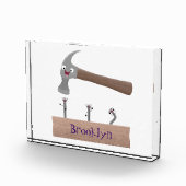 かわいいおもしろいハンマーと爪、 ネイル漫画イラストレーション フォトブロック (右)