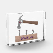 かわいいおもしろいハンマーと爪、 ネイル漫画イラストレーション フォトブロック (左)