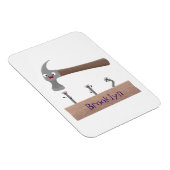 かわいいおもしろいハンマーと爪、 ネイル漫画イラストレーション マグネット (右側)