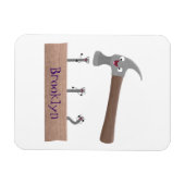 かわいいおもしろいハンマーと爪、 ネイル漫画イラストレーション マグネット (横)