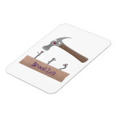 かわいいおもしろいハンマーと爪、 ネイル漫画イラストレーション マグネット (左側)