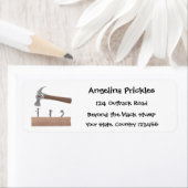 かわいいおもしろいハンマーと爪、 ネイル漫画イラストレーション ラベル (インサイチュ)