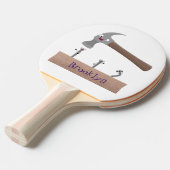 かわいいおもしろいハンマーと爪、 ネイル漫画イラストレーション 卓球ラケット (正面アングル)