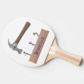 かわいいおもしろいハンマーと爪、 ネイル漫画イラストレーション 卓球ラケット (横)