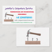 かわいいおもしろいハンマーと爪、 ネイル漫画イラストレーション 名刺 (正面/裏面)