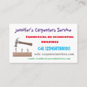 かわいいおもしろいハンマーと爪、 ネイル漫画イラストレーション 名刺 (正面)