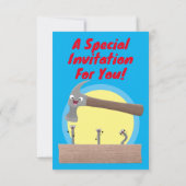 かわいいおもしろいハンマーと爪、 ネイル漫画イラストレーション 招待状 (裏面)