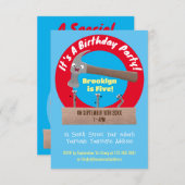 かわいいおもしろいハンマーと爪、 ネイル漫画イラストレーション 招待状 (正面/裏面)