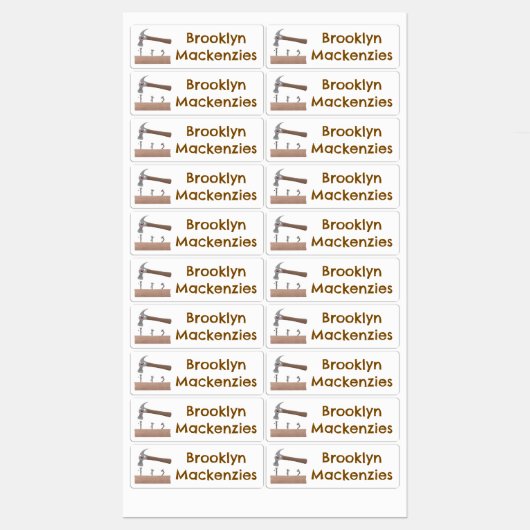 かわいいおもしろいハンマーと爪、 ネイル漫画パーソナライズされた ラベル (シート)