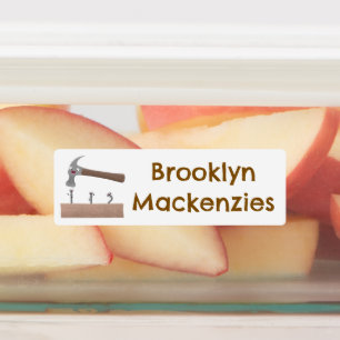 かわいいおもしろいハンマーと爪、 ネイル漫画パーソナライズされた ラベル