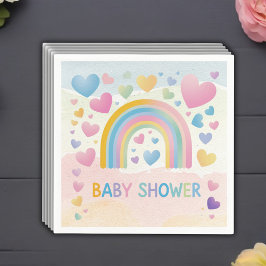 かわいいおもしろいハートとレインボーベビーシャワー スタンダードカクテルナプキン