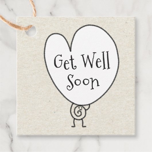 かわいいおもしろいハートの引き上げキャラクターが早く良くなる フェイバータグ (正面)