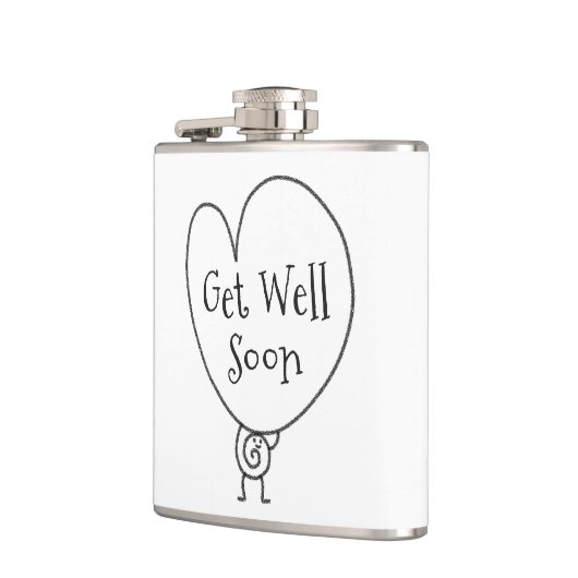 かわいいおもしろいハートの引き上げキャラクターが早く良くなる フラスク (左)