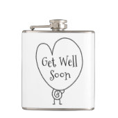 かわいいおもしろいハートの引き上げキャラクターが早く良くなる フラスク (正面)