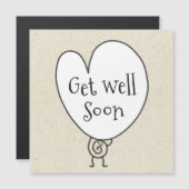 かわいいおもしろいハートの引き上げキャラクターが早く良くなる マグネット招待状 (正面/裏面)