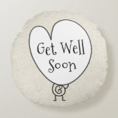 かわいいおもしろいハートの引き上げキャラクターが早く良くなる ラウンドクッション (正面)