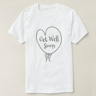 かわいいおもしろいハートの引き上げキャラクターが早く良くなる Tシャツ