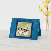 かわいいおもしろいバセットハウンド誕生日カード カード (黄色い花)