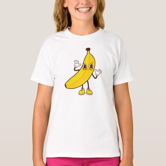 かわいいおもしろいバナナ漫画 Tシャツ (正面)