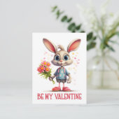 かわいいおもしろいバレンタインうさぎ ポストカード (スタンド正面)