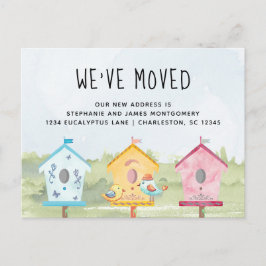 かわいいおもしろいバードハウスムービング 案内ポストカード