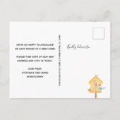 かわいいおもしろいバードハウスムービング 案内ポストカード (裏面)