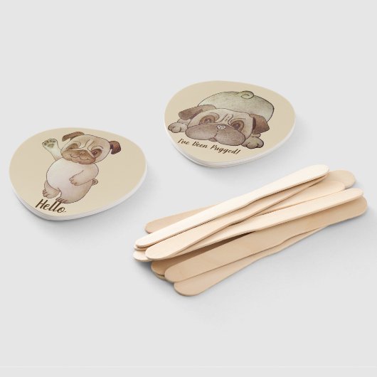 かわいいおもしろいパグおもしろいスローガンと写真 ハンドファン (組立なし)