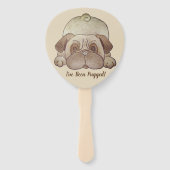 かわいいおもしろいパグおもしろいスローガンと写真 ハンドファン (裏面)