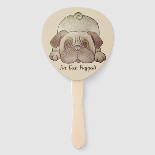 かわいいおもしろいパグおもしろいスローガンと写真 ハンドファン (裏面)