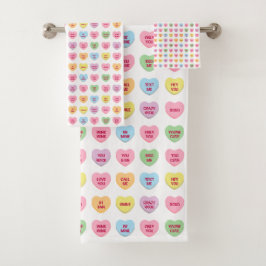 かわいいおもしろいパステルカスタム会話ハートパターン バスタオルセット