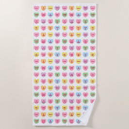 かわいいおもしろいパステルカスタム会話ハートパターン ビーチタオル