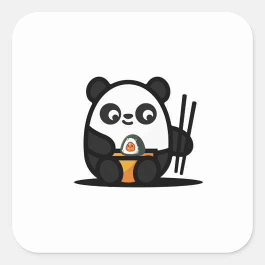 かわいいおもしろいパンダ スクエアシール (正面)