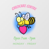 かわいいおもしろいビーとハート漫画イラストレーション ウィンドウサイン (シート)