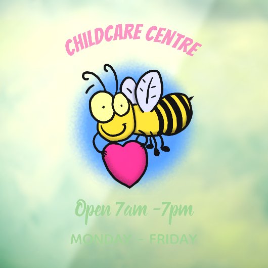 かわいいおもしろいビーとハート漫画イラストレーション ウィンドウサイン (シート3)