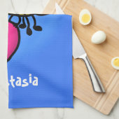 かわいいおもしろいビーとハート漫画イラストレーション キッチンタオル (四つ折り)