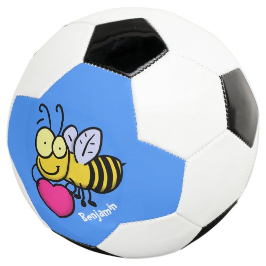 かわいいおもしろいビーとハート漫画イラストレーション サッカーボール (3/4)